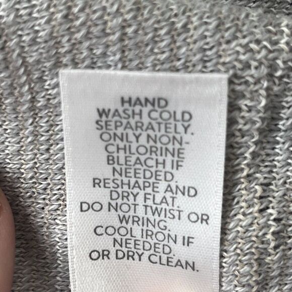 Pure Jill Women's Size L Long Cardigan Duster Delicate Open Front Gray Beige - Picture 9 of 9